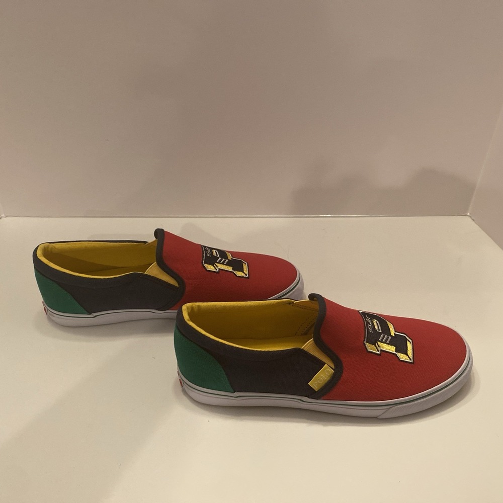 New Ralph Lauren POLO Shoe Mens 6.5 Primary Color Block Embroidered Logo Slip On - Picture 3 of 9